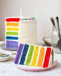 baking, cake, rainbow 